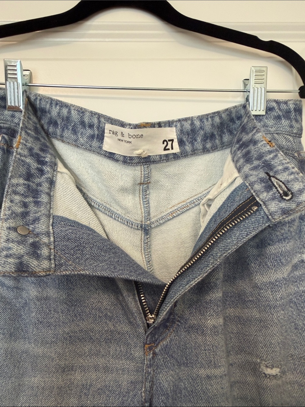 rag & bone Light Blue Wide-Leg Sweatpants Cropped Jeans, Size 27, EUC - Picture 9 of 11